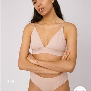 ORGANIC BASICS rose nude bra/thong set in XS